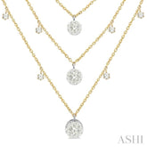 1/2 Ctw Lovebright Round Cut Diamond 3-Layered Necklace in 14K Yellow and White Gold